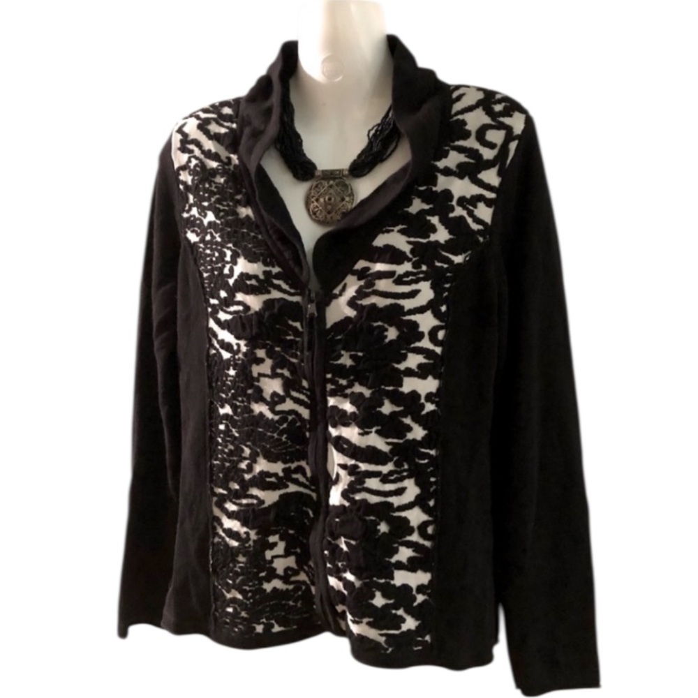 Conrad C Black & White CC Sweater!!! Cardigan Blazer Top!  Size SP